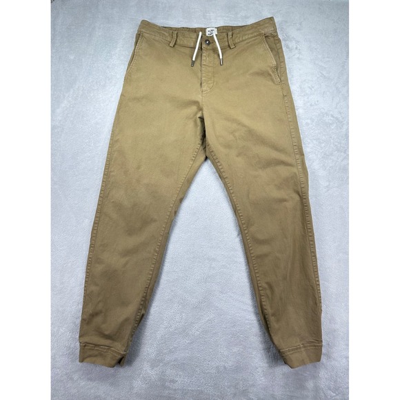 Flint and Tinder Jogger Pants Mens 33 Khaki Cotton Blend Drawstring Casual - Picture 1 of 13